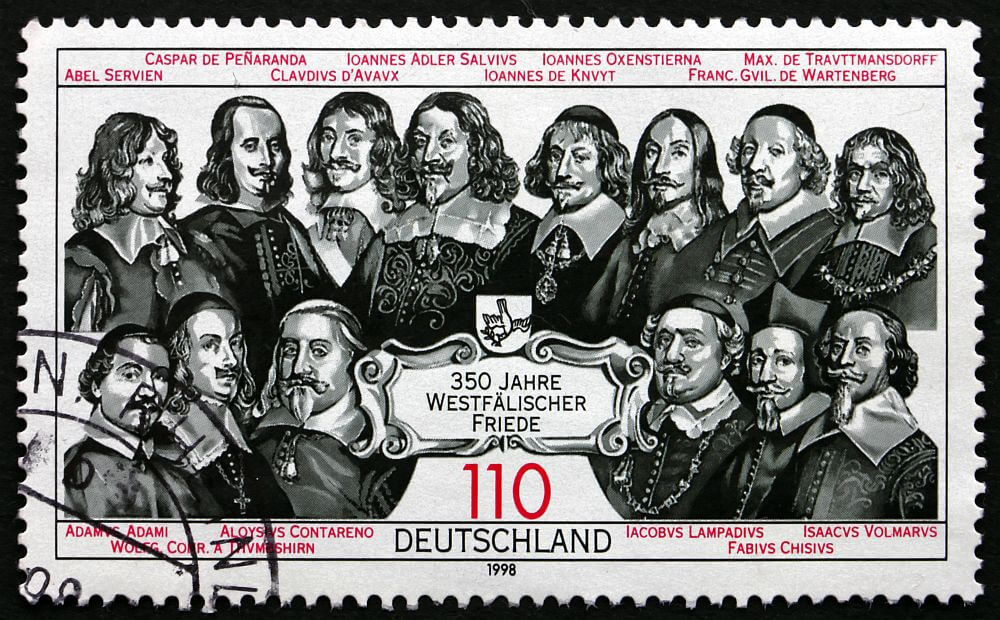 Briefmarke zur Erinnerung an den Westfälischen Frieden.