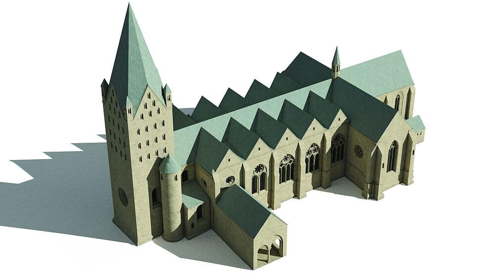3D-Modell des gotischen Paderborner Dom. Diözesanmuseum Paderborn.