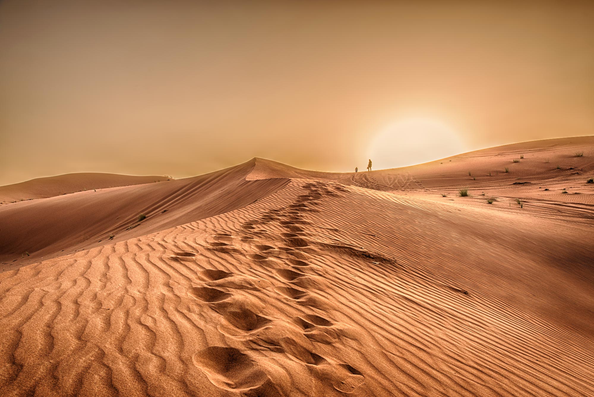 Eine Person ist in der Wüste unterwegs - Symbolbild Fastenzeit