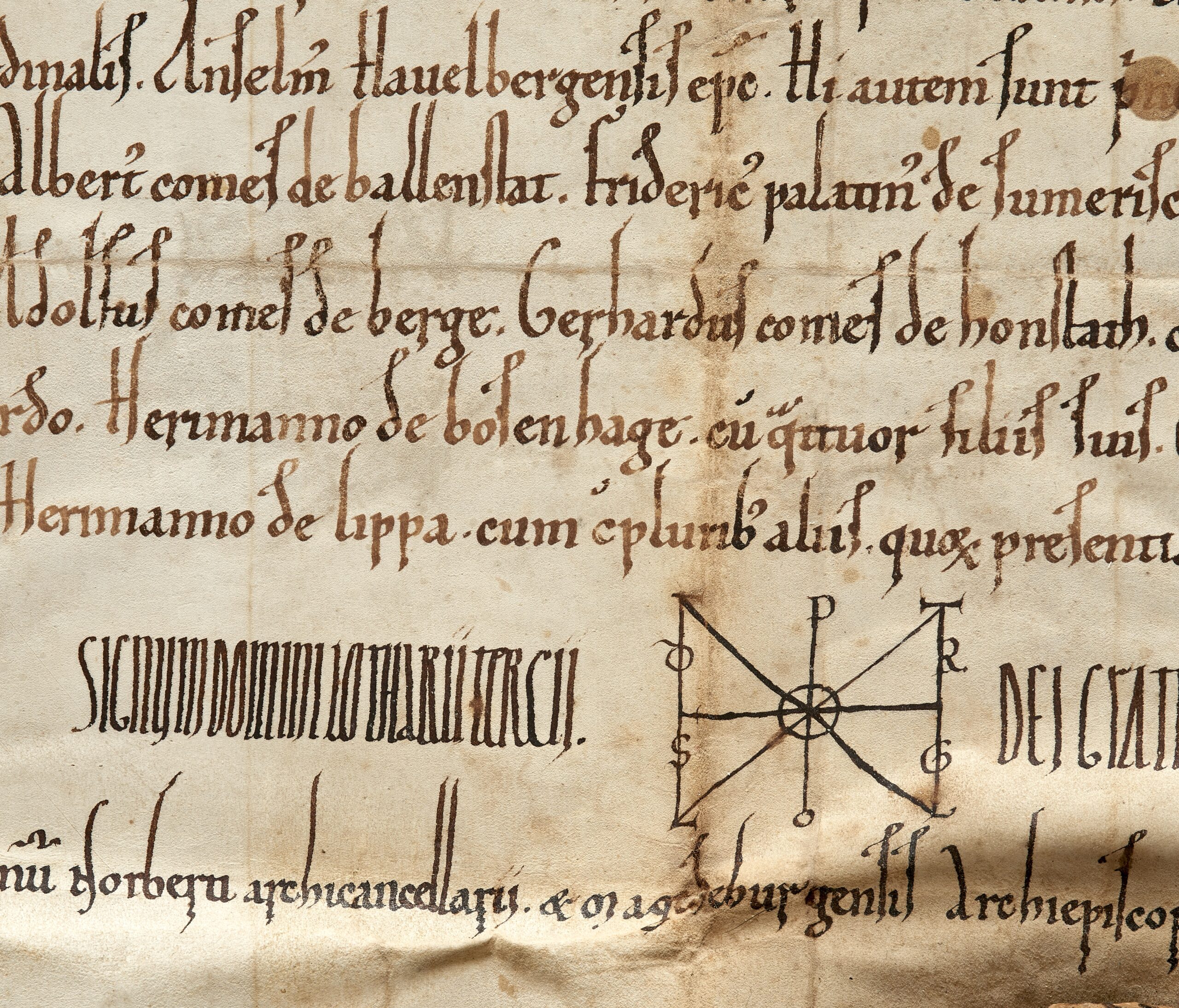 Detailaufnahme der Kaiserurkunde Lothars III. von Januar 1134