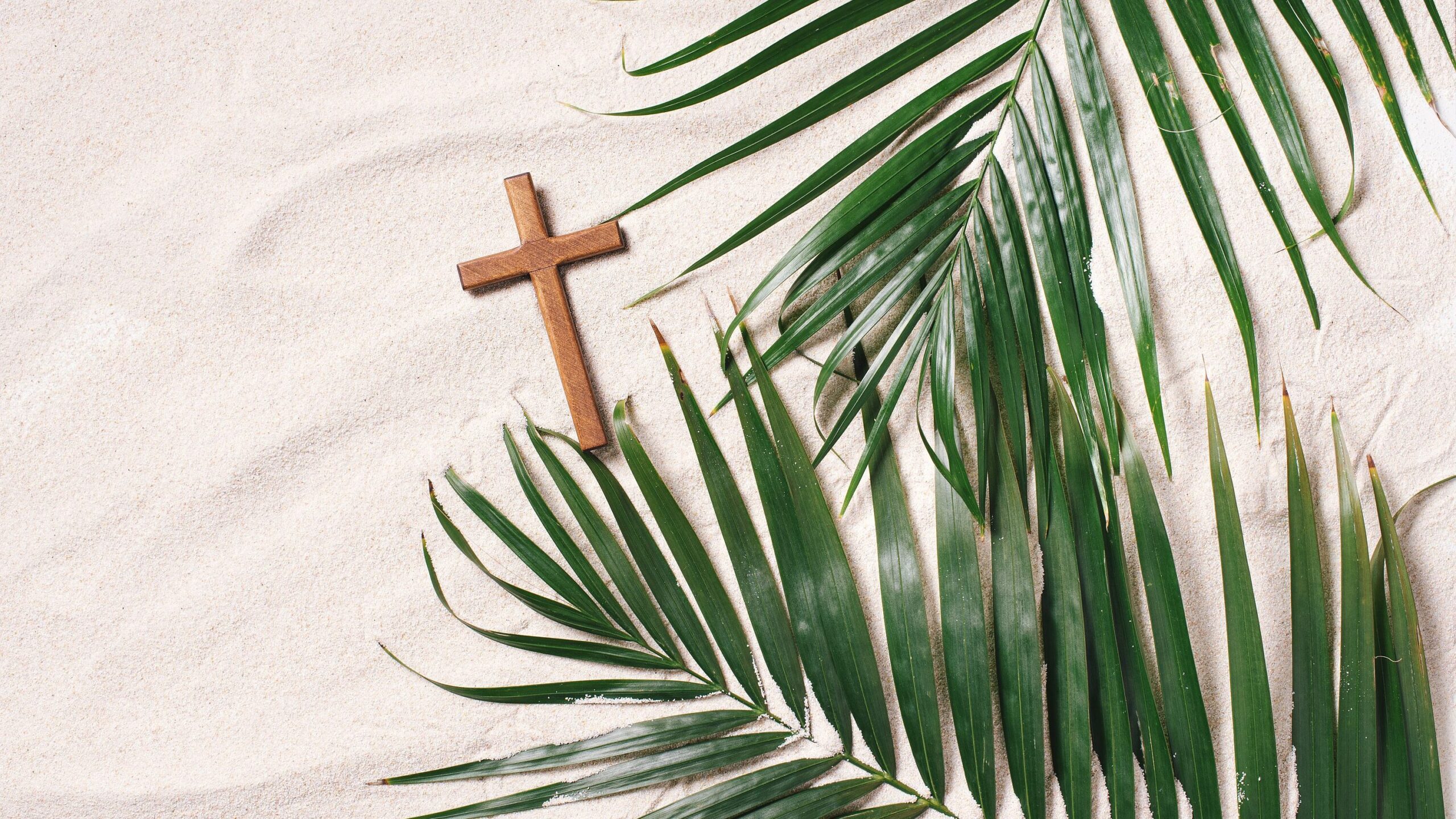 Palmzweige und Kreuz