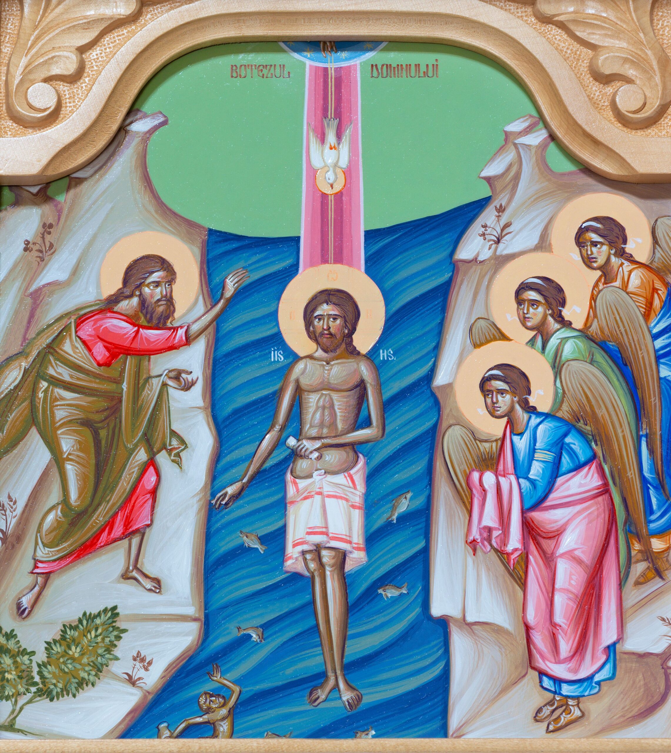 ikonische Darstellung der Taufe jesu am Jordan
