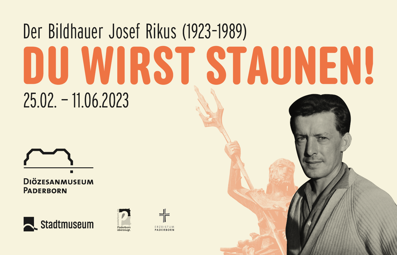Plakat für die Ausstellung zum Bildhauer Josef Rikus