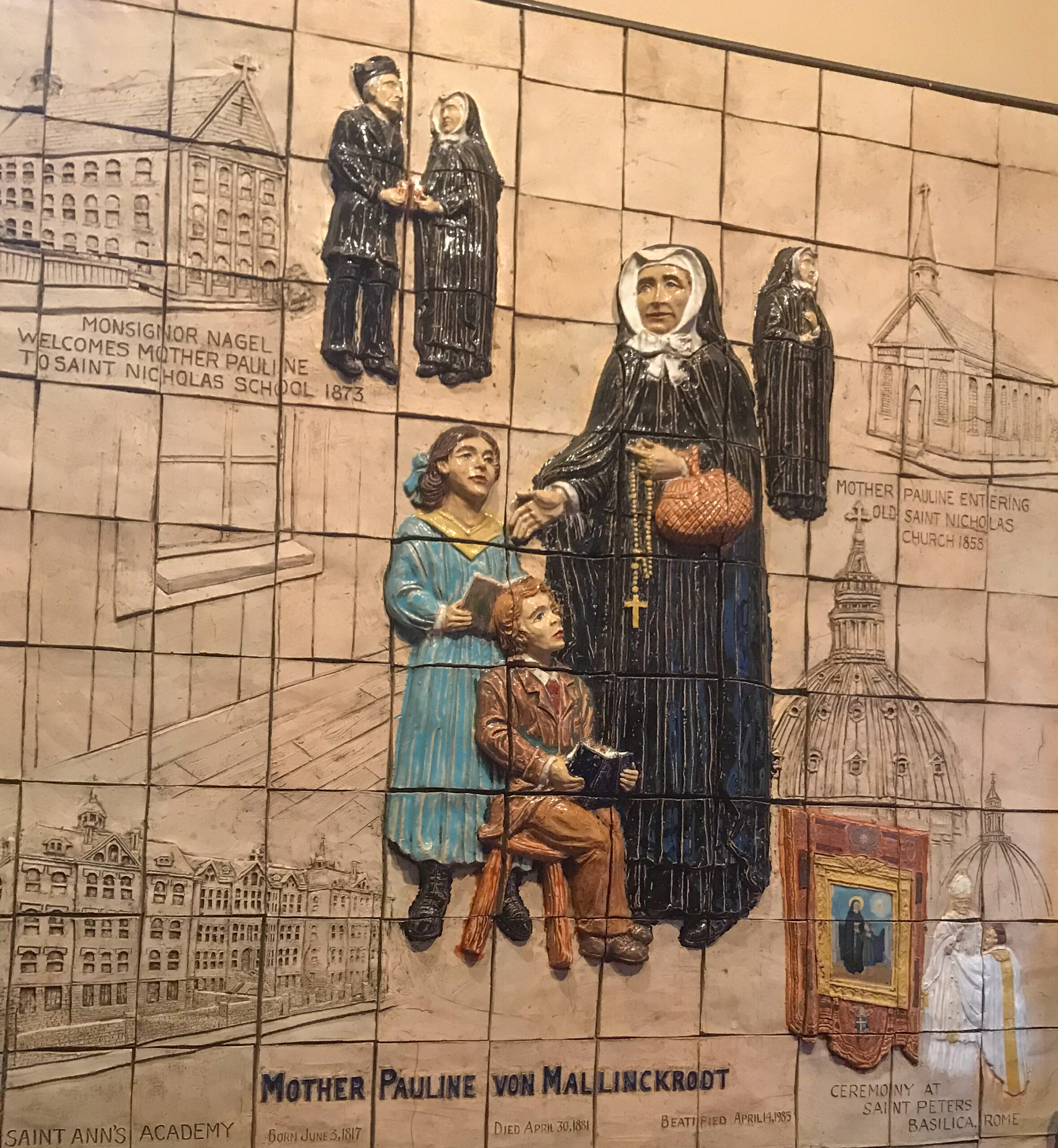Relief mit Mutter Pauline von Mallinckrodt in New York