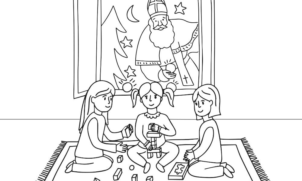 Eine bekannte Geschichte zum heiligen Nikolaus zum Ausmalen: Er legt drei Goldklumpen auf das Fensterbrett.