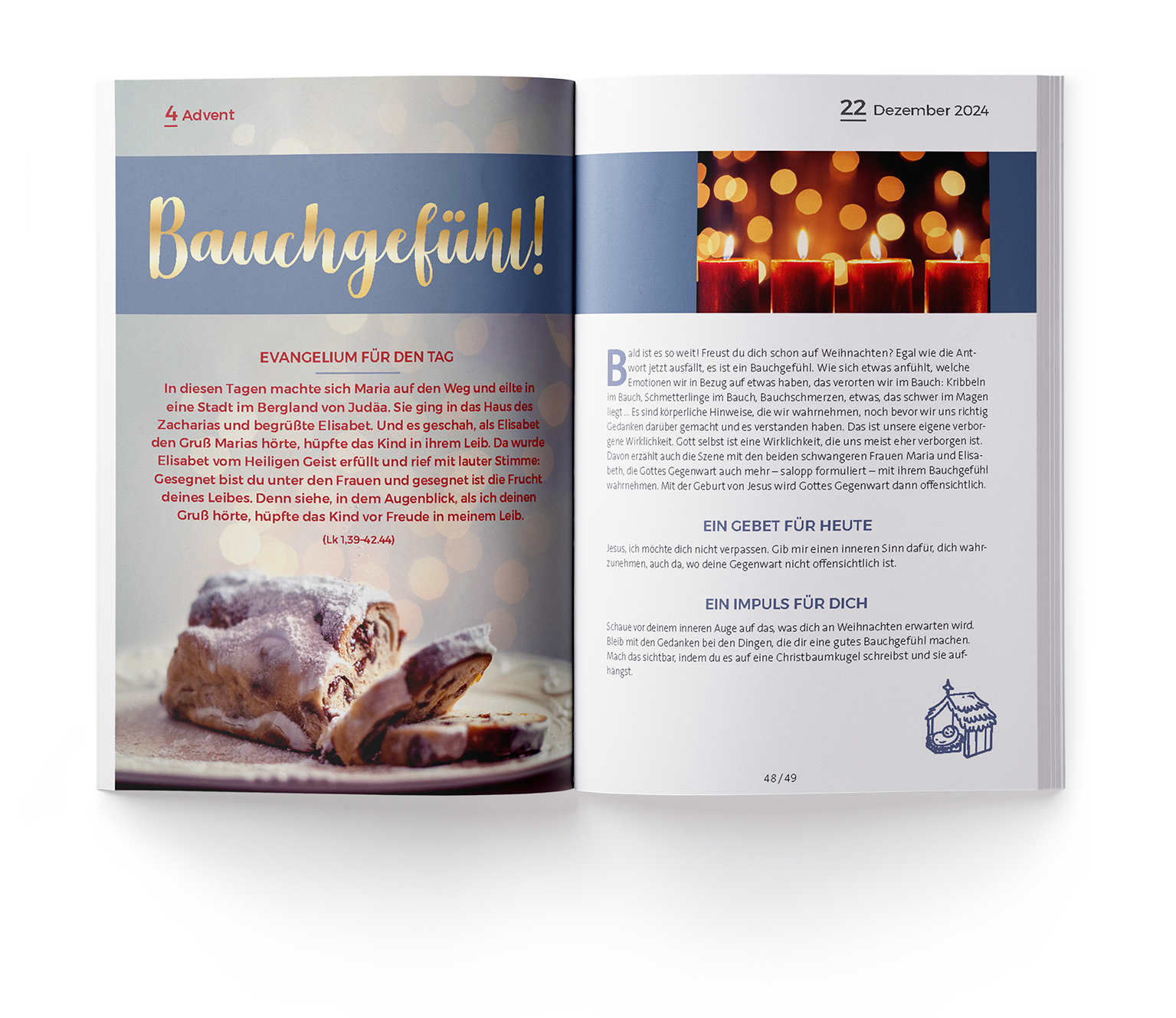 Doppelseite aus "Achtung Advent!" zum vierten Adventssonntag 2024.