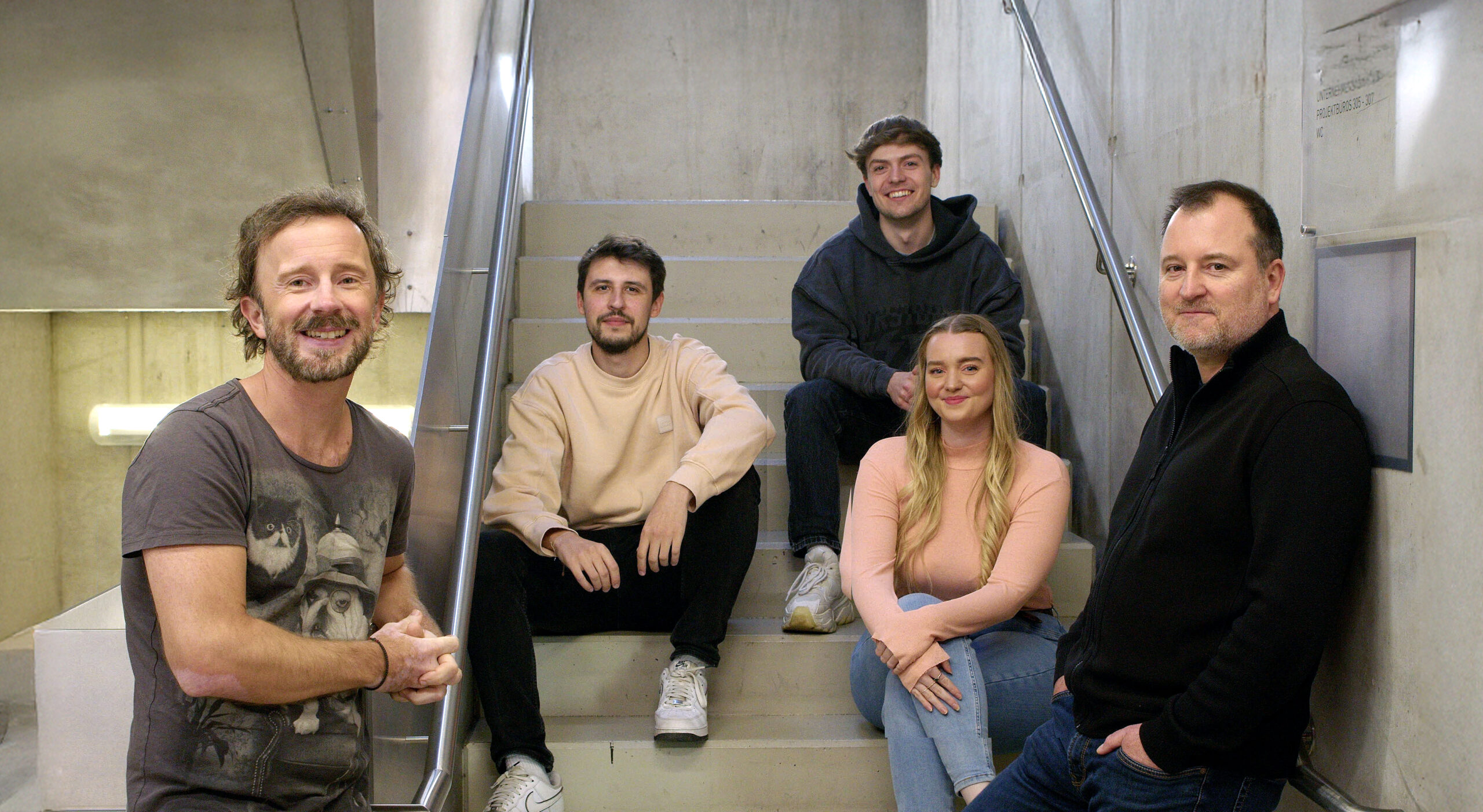Kreativteam: v.l.: Kevin Schroeder, Ilja Krut, Johannes Pinter, Laura Diederich, Michael Herberger. Foto: Creative Kirche